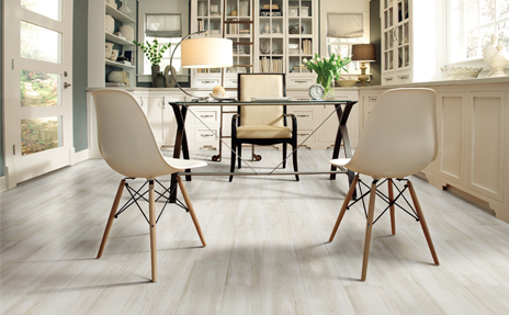 beige neutral toned tile flooring in home office